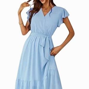 PrettyGarden Wrap Dress XXL, Blue